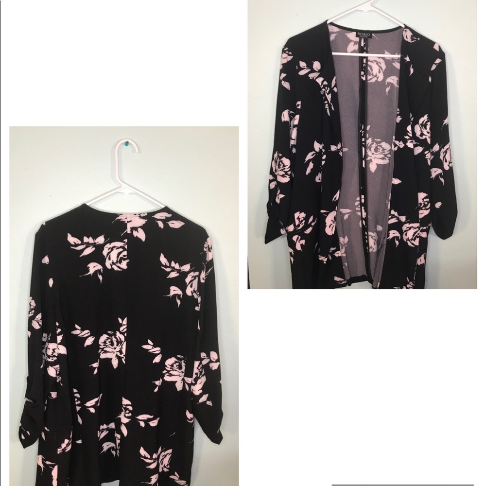 Soho Black And White Rose Blazer